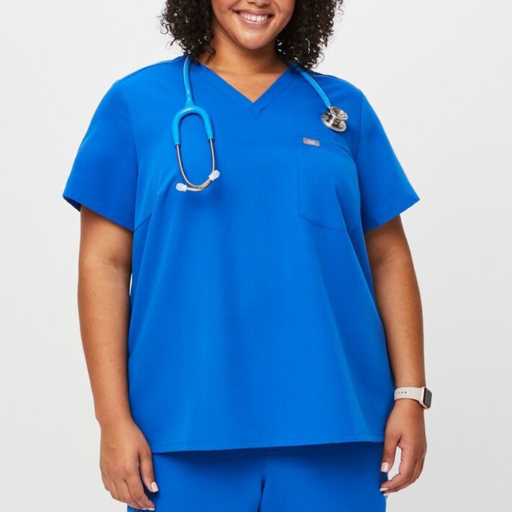 Figs Royal Blue Catarina Scrub Top